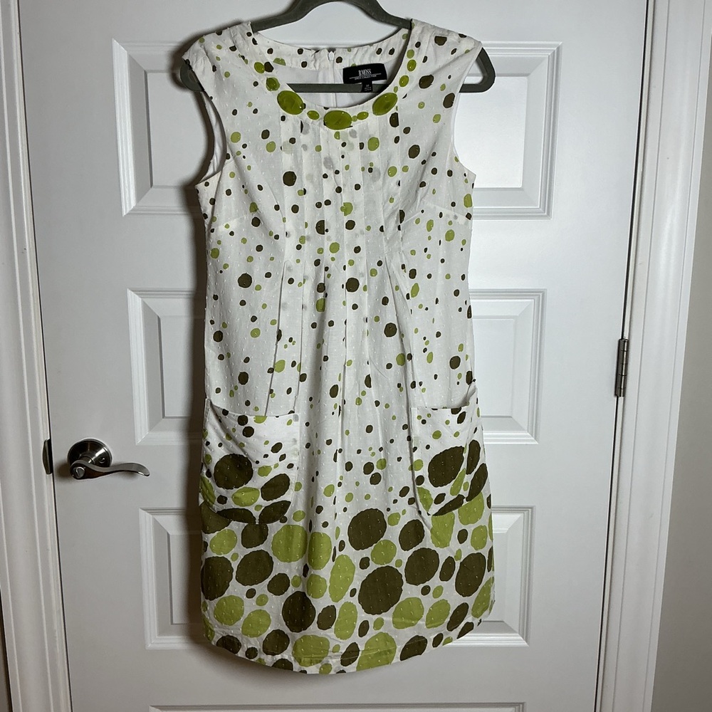 Tailor B. Moss Green and White Polka Dot Midi Dress